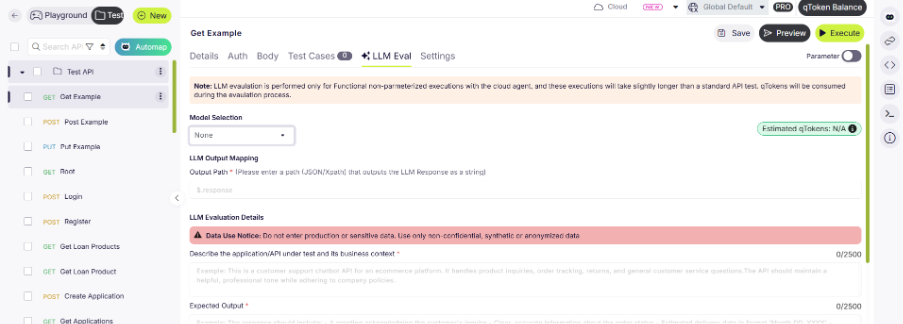 Click on LLM Eval tab.