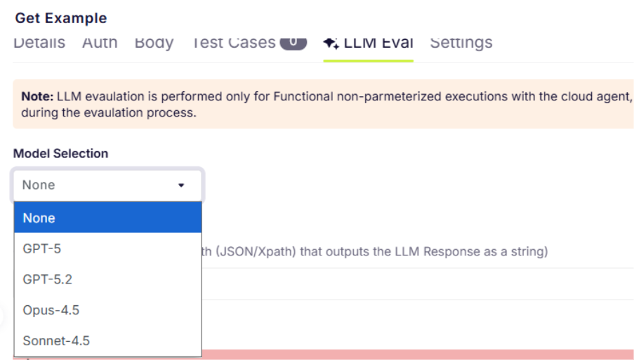 select the model you want to evaluate with